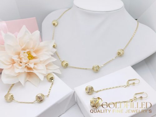 Collana GOLDFILLED antiallergica 45cm + Bracciale 19cm + Orecchini 50mm colore 14K