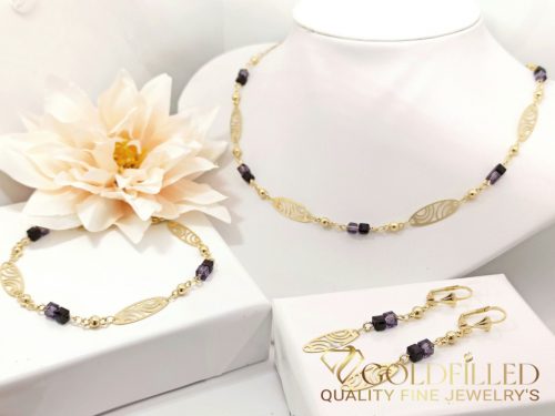 Collana GOLDFILLED antiallergica 45cm + Bracciale 19cm + Orecchini colore 14K