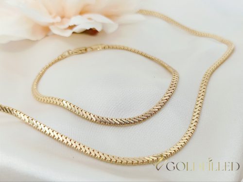 Collana GOLDFILLED antiallergica 50cm/4mm + Bracciale 19cm colore 14K