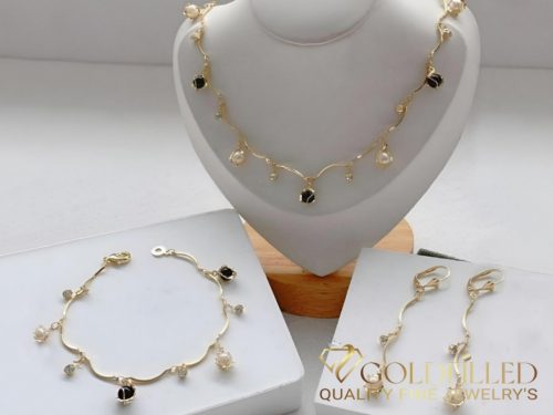 Collana GOLDFILLED antiallergica 45cm + Bracciale 19cm + Orecchini colore 14K