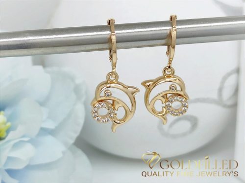 Orecchini GOLDFILLED antiallergici a forma di delfino 28mm colore 18K