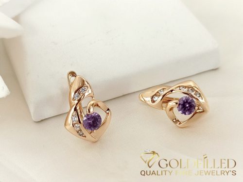 Orecchino GOLDFILLED antiallergico con pietra viola 17mm colore 18K