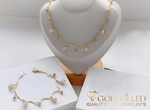 Collana GOLDFILLED antiallergica 45cm + Bracciale 19cm colore 14K