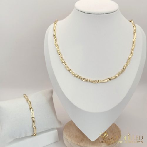 Collana GOLDFILLED antiallergica 50cm/4mm + Bracciale 20cm colore 14K